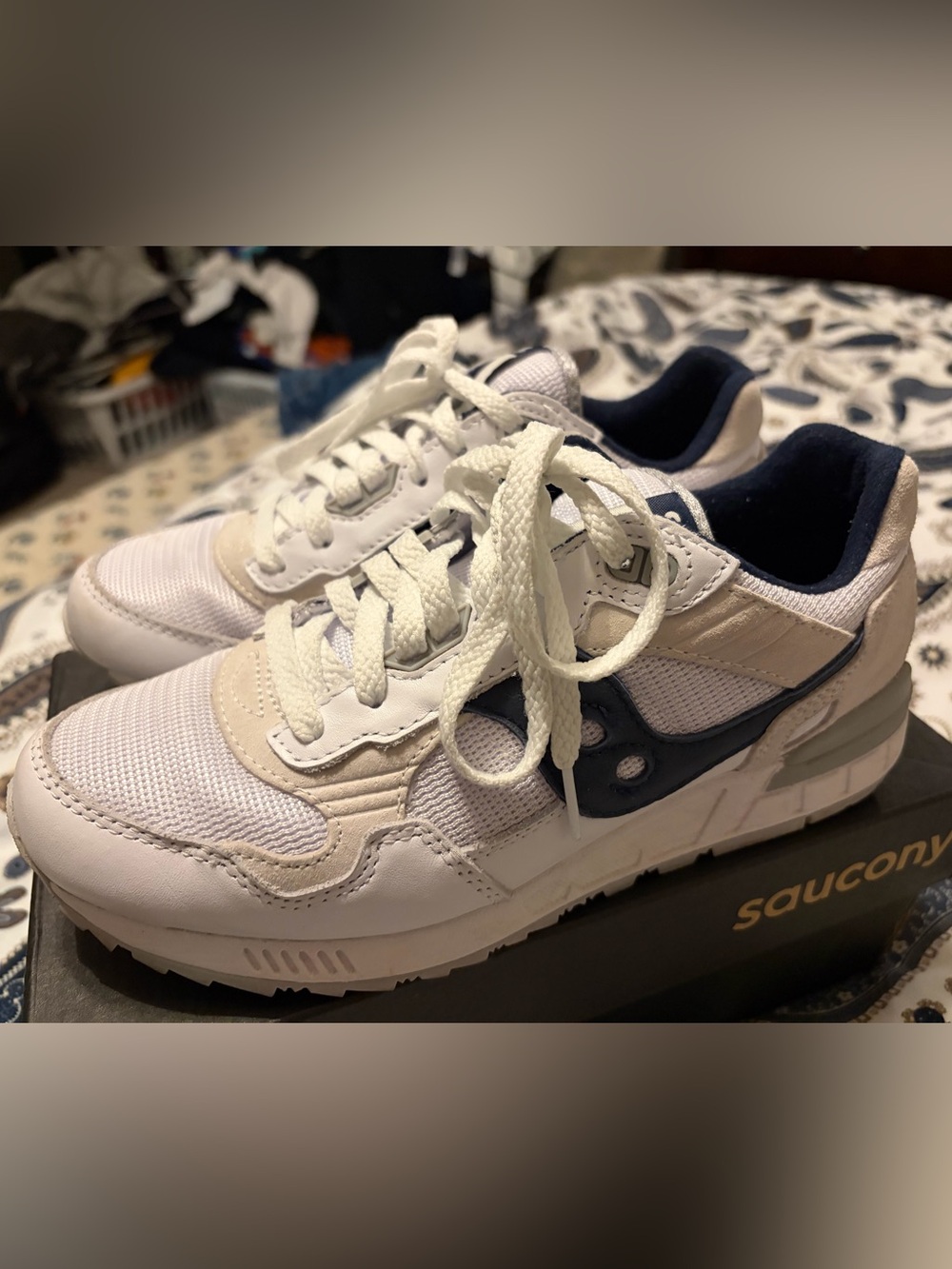 Saucony White and Navy Women's Sneakers